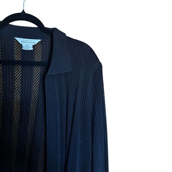 Exclusively Misook Cardigan Extra Large XL Black Ribbed Open Acrylic Sweater - Picture 3 of 8